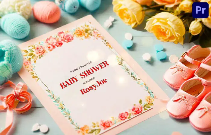 Customizable 3D Baby Shower Celebration Invite Card Slideshow